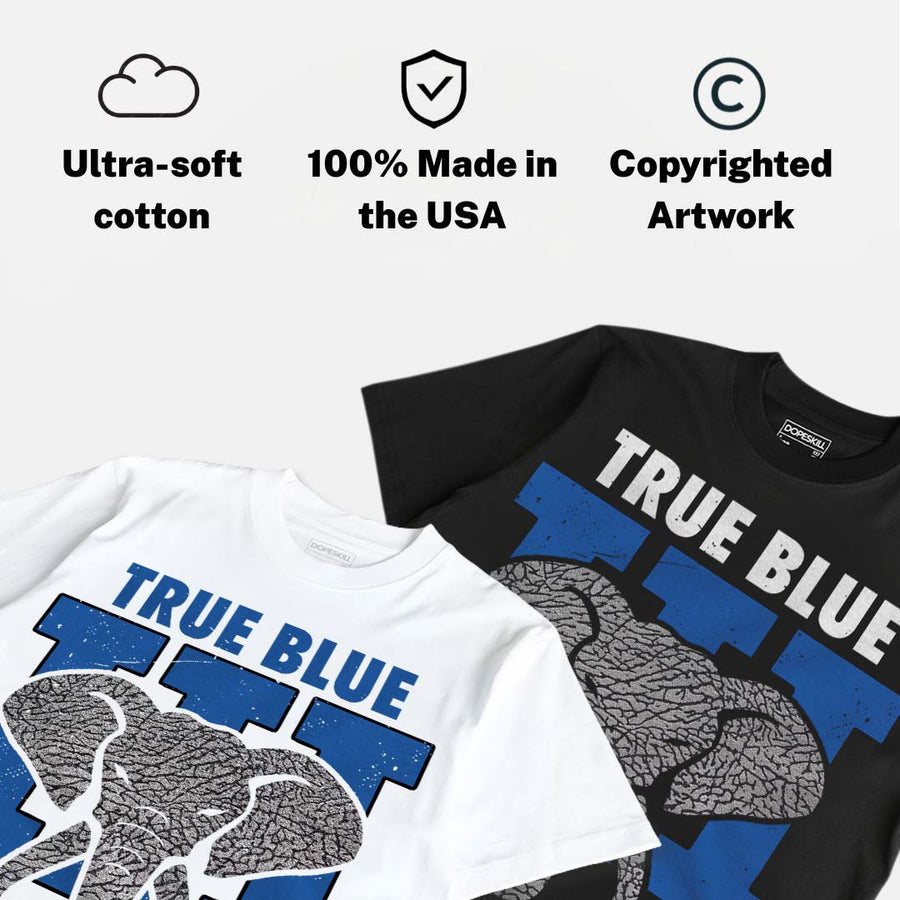 True Blue 3s DopeSkill T-Shirt Jordan 3 True Blue Elephant Graphic