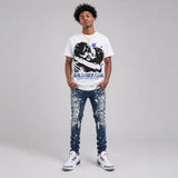 True Blue 3s DopeSkill Oversize Print T-Shirt Real Lover Club Graphic