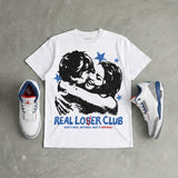 True Blue 3s DopeSkill Oversize Print T-Shirt Real Lover Club Graphic