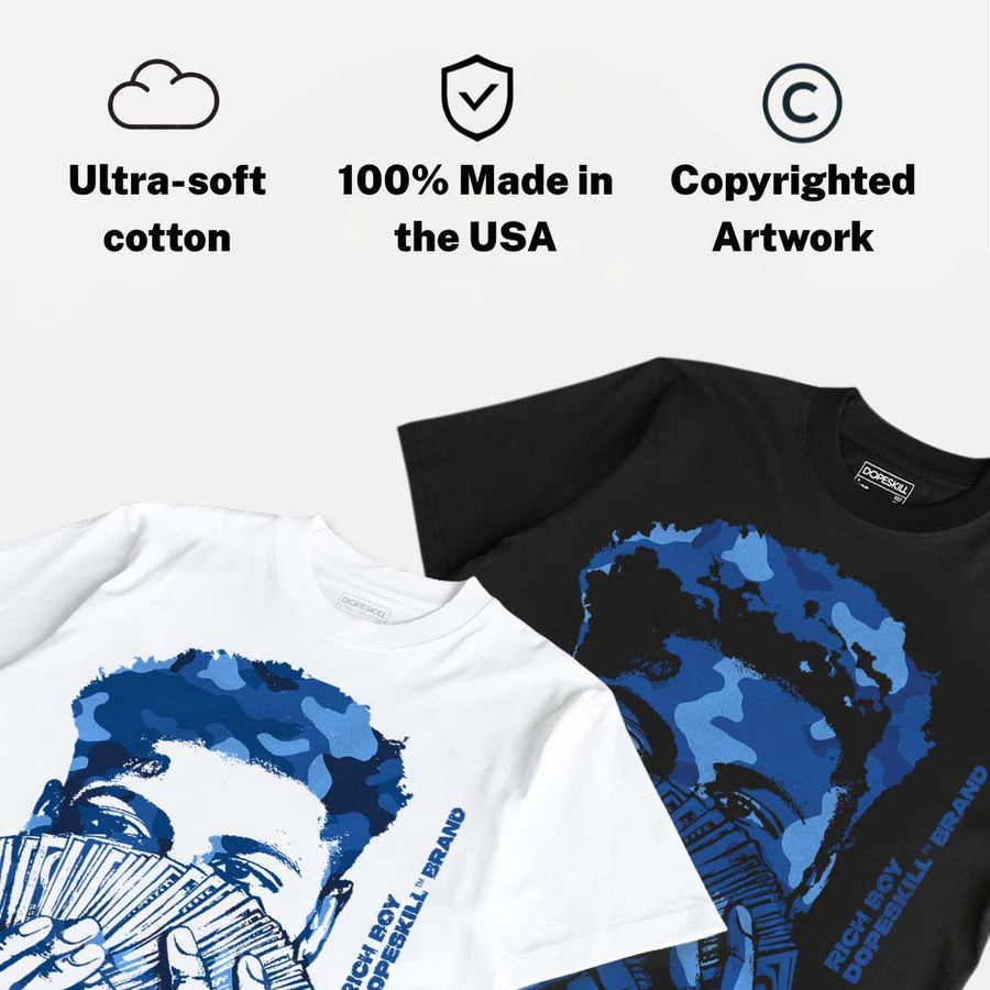 True Blue 3s DopeSkill T-Shirt Rich Boy Camo Graphic