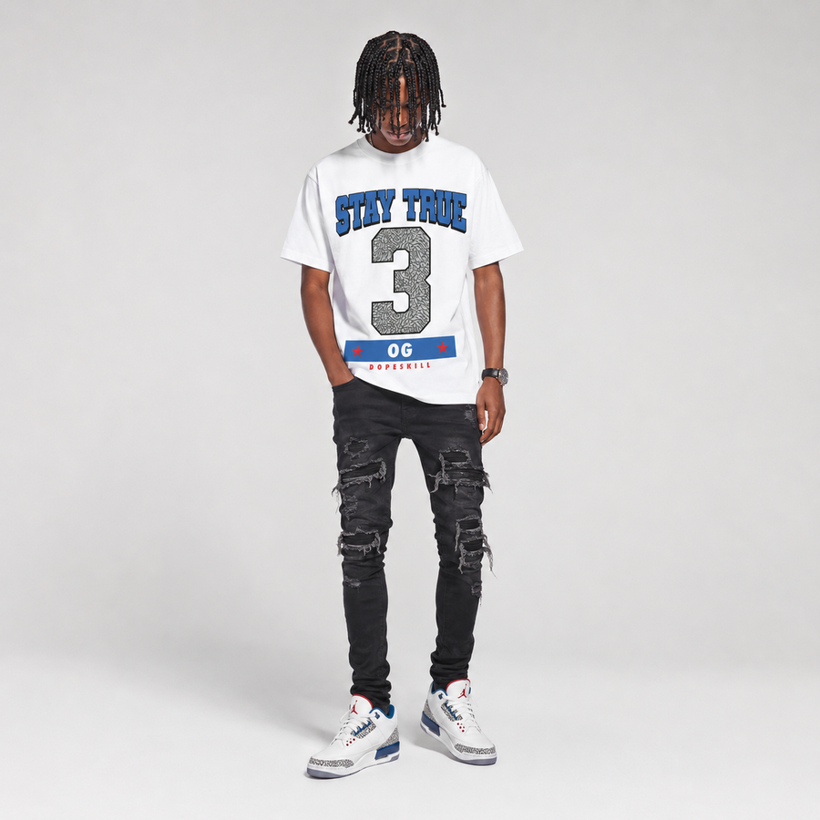 True Blue 3s DopeSkill T-Shirt True Blue 3 OG Graphic