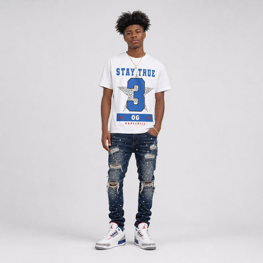 True Blue 3s DopeSkill T-Shirt True Blue 3 OG Star Graphic