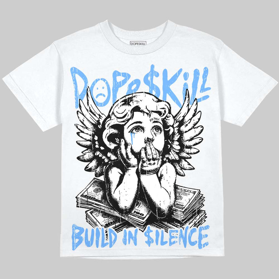 Black University Blue 5s DopeSkill Oversize Print T-Shirt Build in Silence Graphic