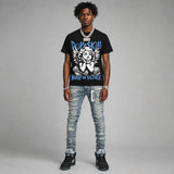 Black University Blue 5s DopeSkill Oversize Print T-Shirt Build in Silence Graphic