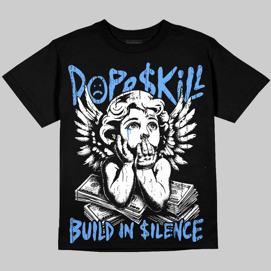 Black University Blue 5s DopeSkill Oversize Print T-Shirt Build in Silence Graphic
