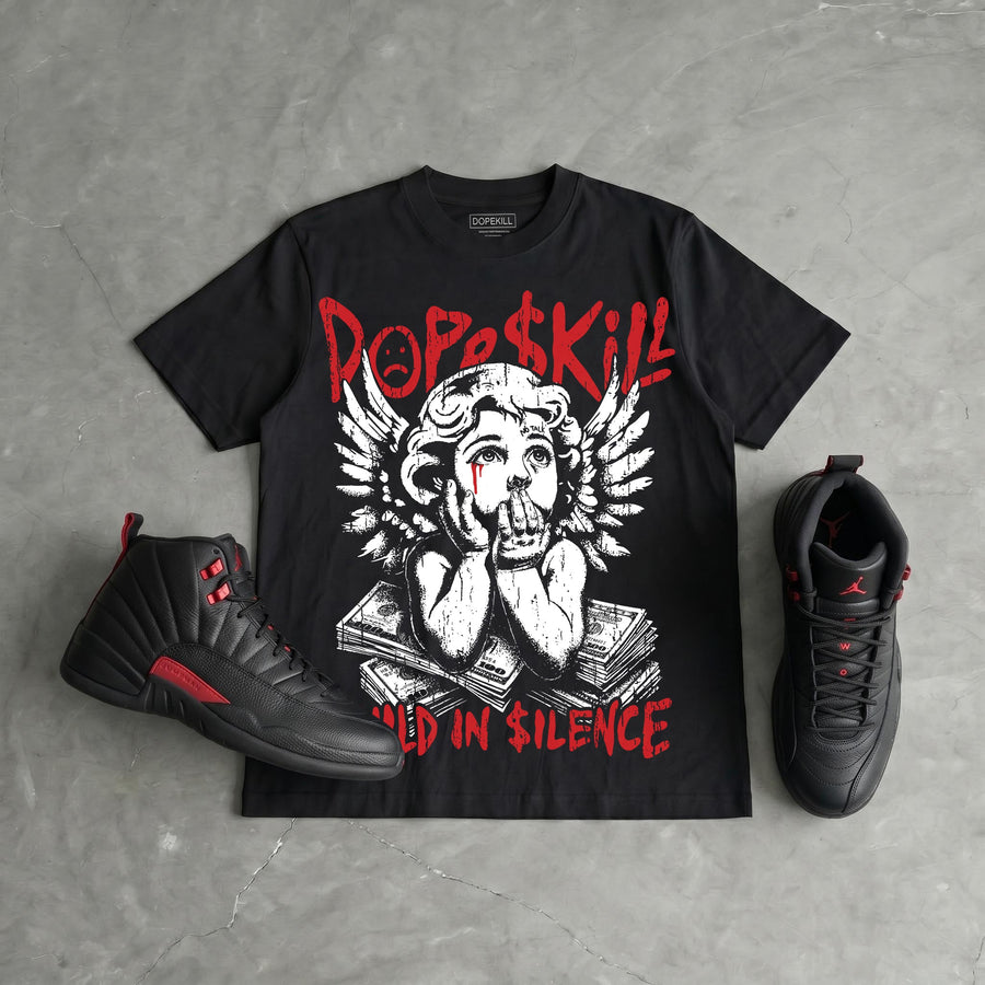 Bloodline 12s DopeSkill Oversize Print T-Shirt Build in Silence Graphic
