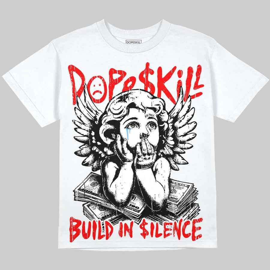 Cherry 11s DopeSkill Oversize Print T-Shirt Build in Silence Graphic