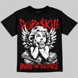 Cherry 11s DopeSkill Oversize Print T-Shirt Build in Silence Graphic