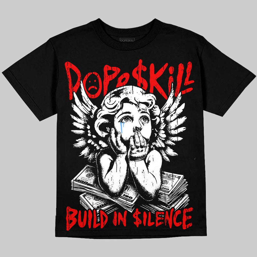 Cherry 11s DopeSkill Oversize Print T-Shirt Build in Silence Graphic