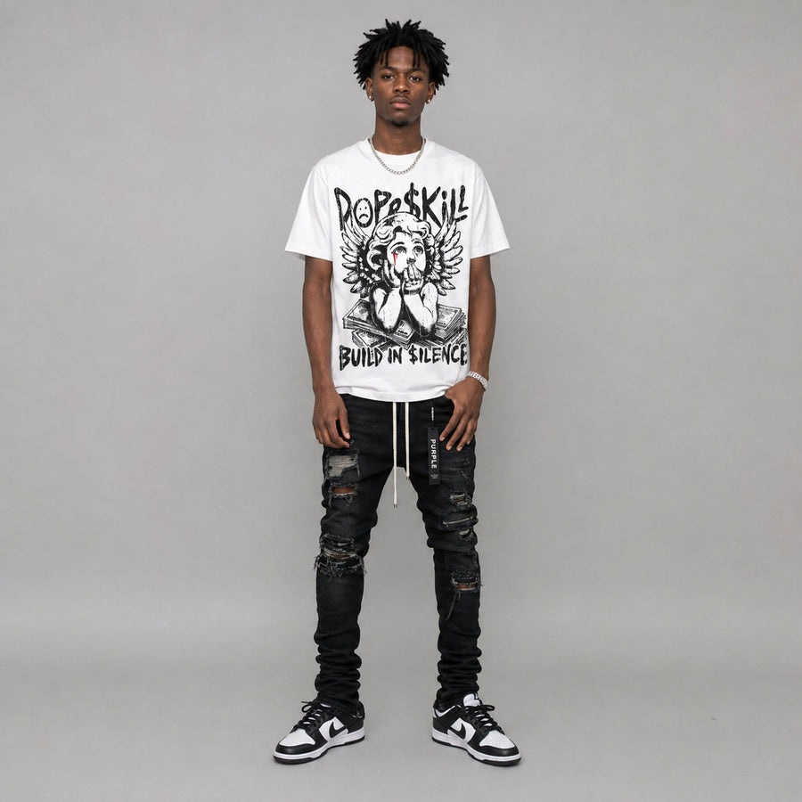 Dunk Panda White Black DopeSkill Oversize Print T-Shirt Build in Silence Graphic