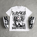 Dunk Panda White Black DopeSkill Oversize Print T-Shirt Build in Silence Graphic