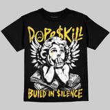 Black Tour Yellow AJ 4 Thunder DopeSkill Oversize Print T-Shirt Build in Silence Graphic