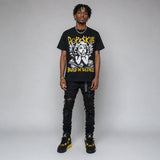 Black Tour Yellow AJ 4 Thunder DopeSkill Oversize Print T-Shirt Build in Silence Graphic