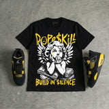 Black Tour Yellow AJ 4 Thunder DopeSkill Oversize Print T-Shirt Build in Silence Graphic