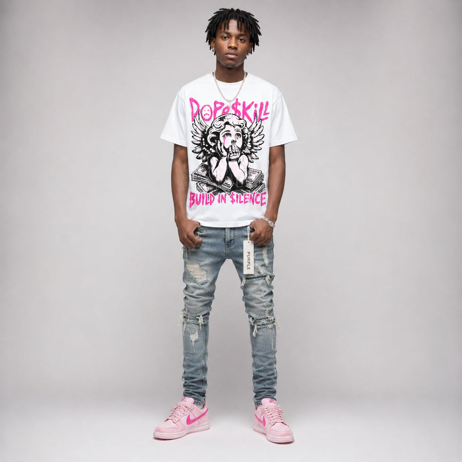Triple Pink Dunk DopeSkill Oversize Print T-Shirt Build in Silence Graphic