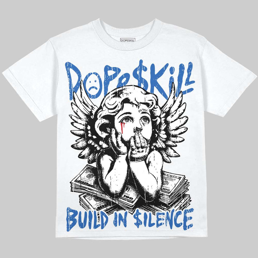 True Blue 3s DopeSkill Oversize Print T-Shirt Build in Silence Graphic