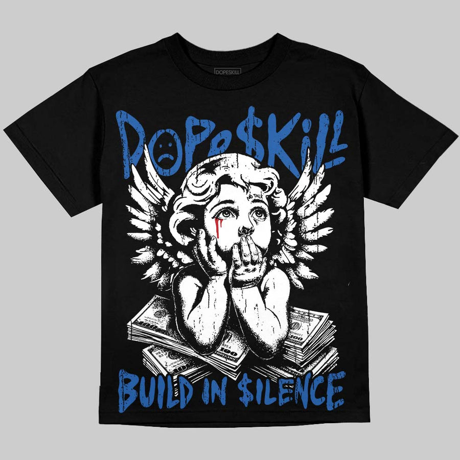 True Blue 3s DopeSkill Oversize Print T-Shirt Build in Silence Graphic