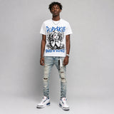True Blue 3s DopeSkill Oversize Print T-Shirt Build in Silence Graphic