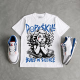 True Blue 3s DopeSkill Oversize Print T-Shirt Build in Silence Graphic