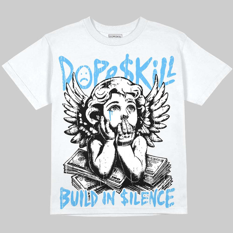 University Blue 14s DopeSkill Oversize Print T-Shirt Build in Silence Graphic