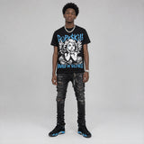 University Blue 14s DopeSkill Oversize Print T-Shirt Build in Silence Graphic