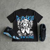 University Blue 14s DopeSkill Oversize Print T-Shirt Build in Silence Graphic