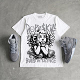 Wolf Grey 5s DopeSkill Oversize Print T-Shirt Build in Silence Graphic