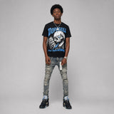 Black University Blue 5s DopeSkill Oversize Print T-Shirt Built From Nothing Graphic