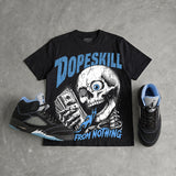 Black University Blue 5s DopeSkill Oversize Print T-Shirt Built From Nothing Graphic