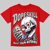 Cherry 11s DopeSkill Oversize Print T-Shirt Built From Nothing Graphic