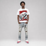 Cherry 11s DopeSkill Oversize Print T-Shirt Built From Nothing Graphic