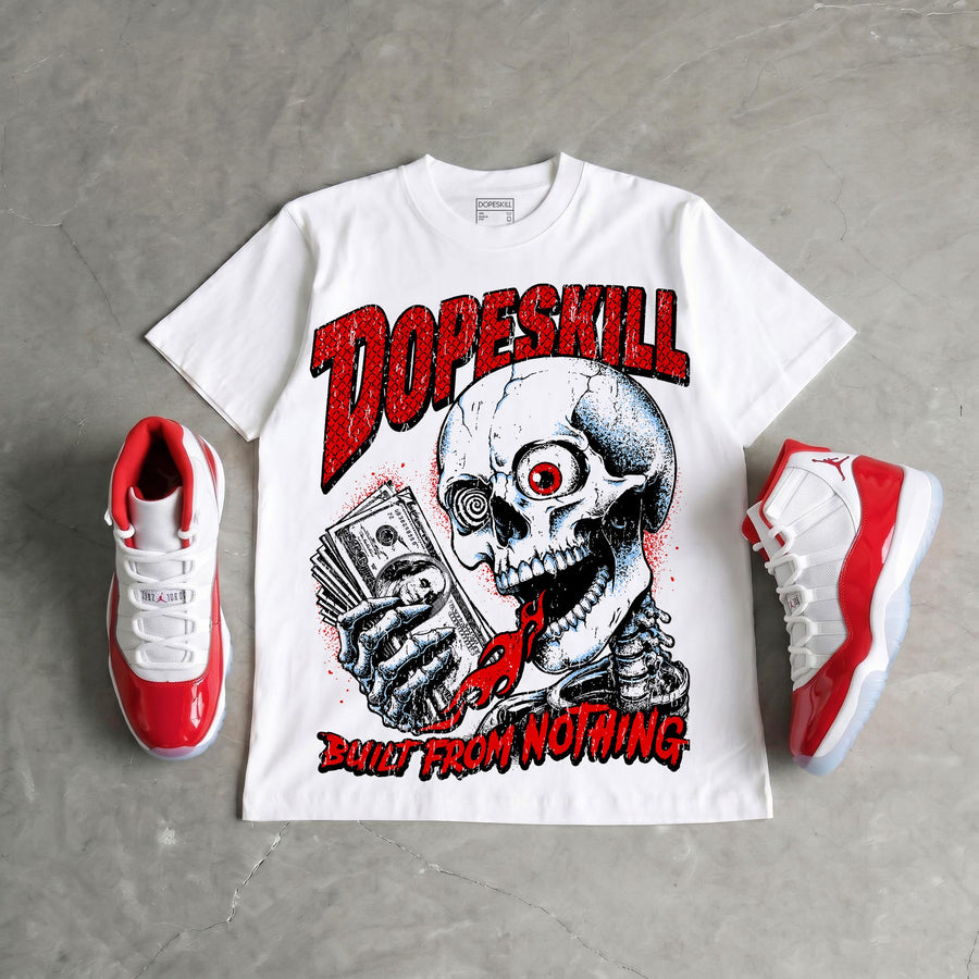 Cherry 11s DopeSkill Oversize Print T-Shirt Built From Nothing Graphic