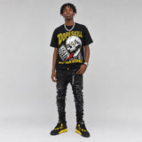 Black Tour Yellow AJ 4 Thunder DopeSkill Oversize Print T-Shirt Built From Nothing Graphic
