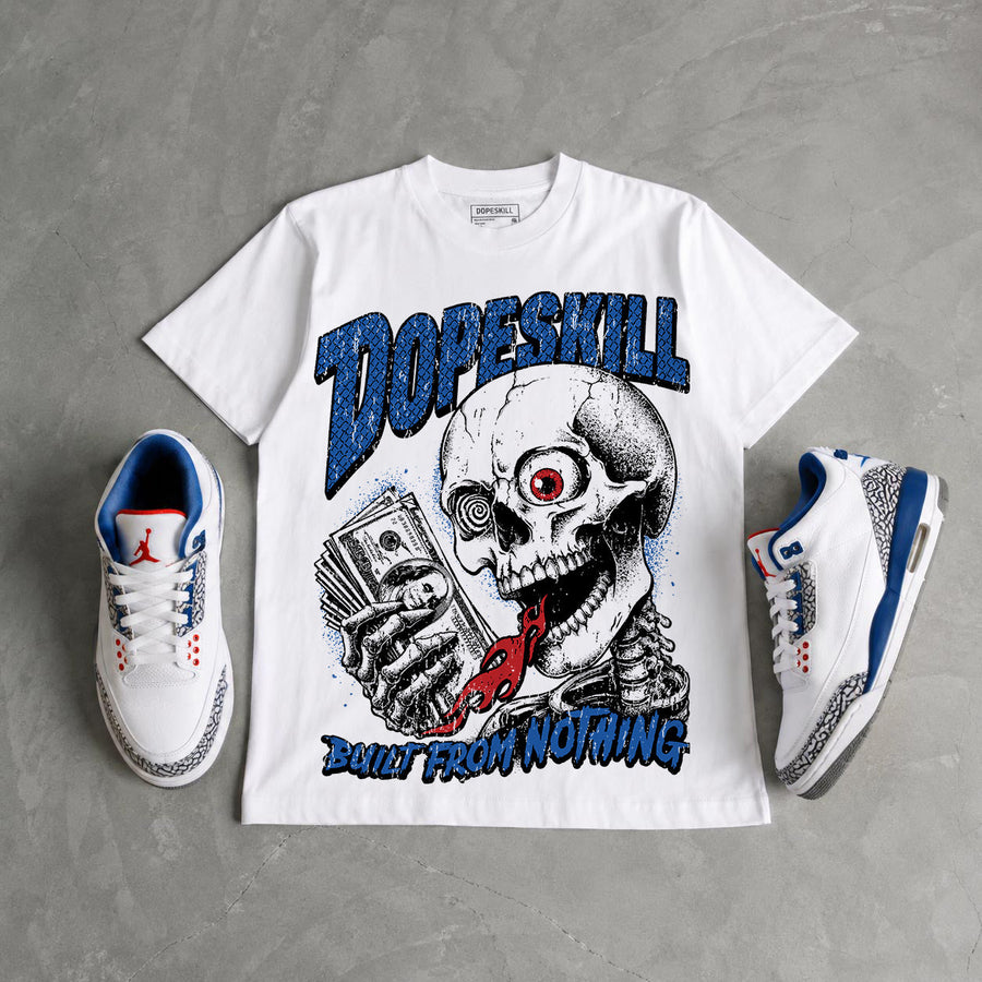 True Blue 3s DopeSkill Oversize Print T-Shirt Built From Nothing Graphic