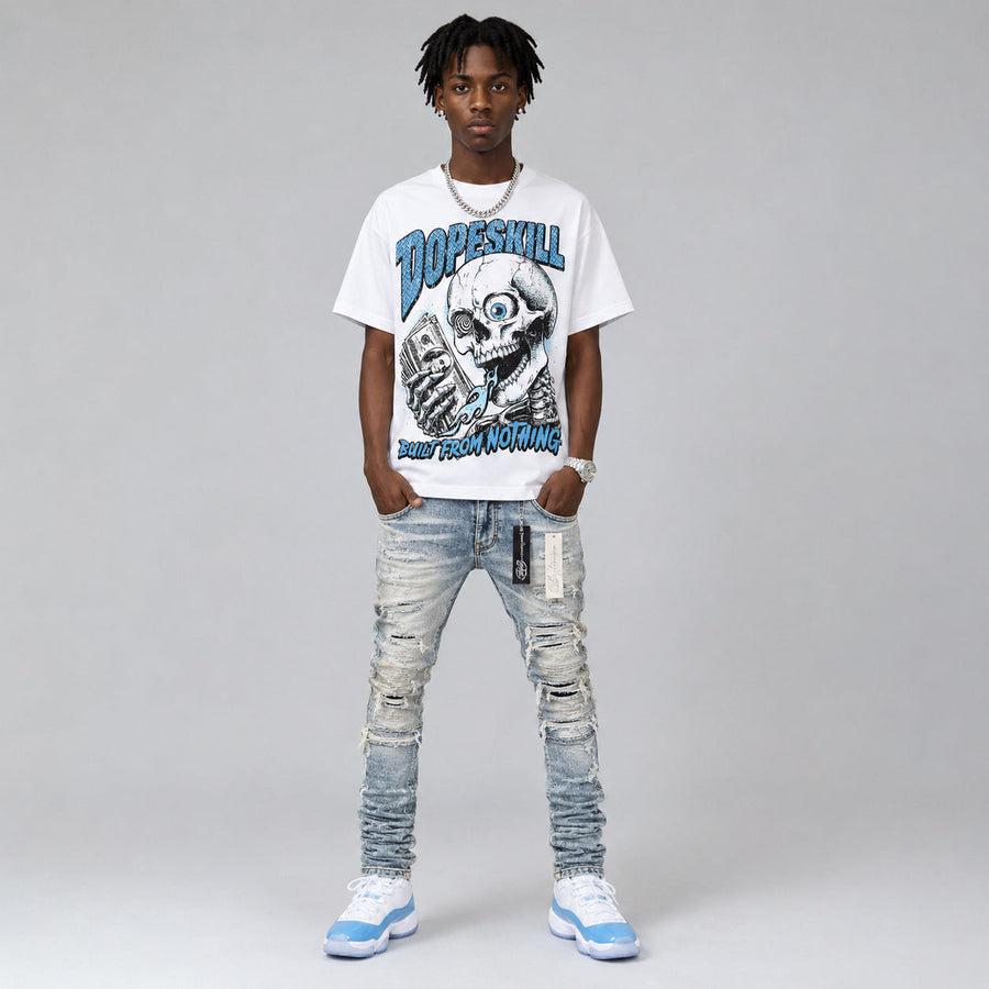 UNC 11s DopeSkill Oversize Print T-Shirt Built From Nothing Graphic