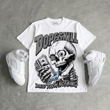 White Metallic 5s DopeSkill Oversize Print T-Shirt Built From Nothing Graphic