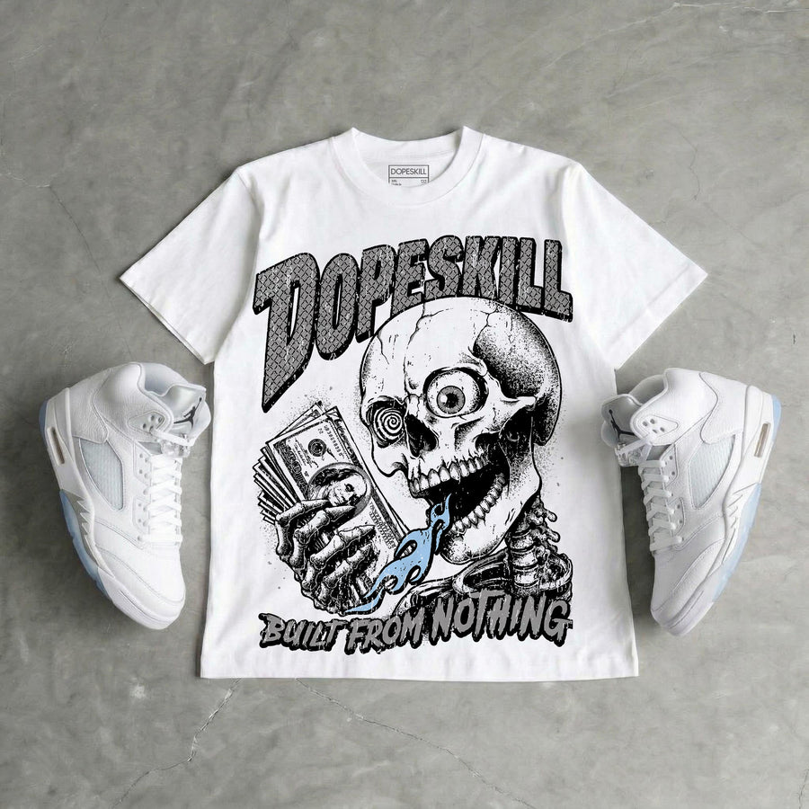 White Metallic 5s DopeSkill Oversize Print T-Shirt Built From Nothing Graphic
