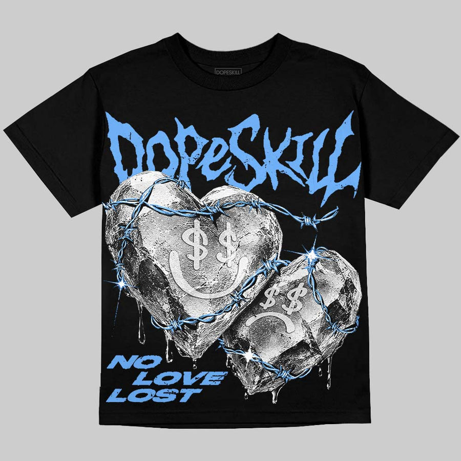 Black University Blue 5s DopeSkill Oversize Print T-Shirt No Love Lost Graphic