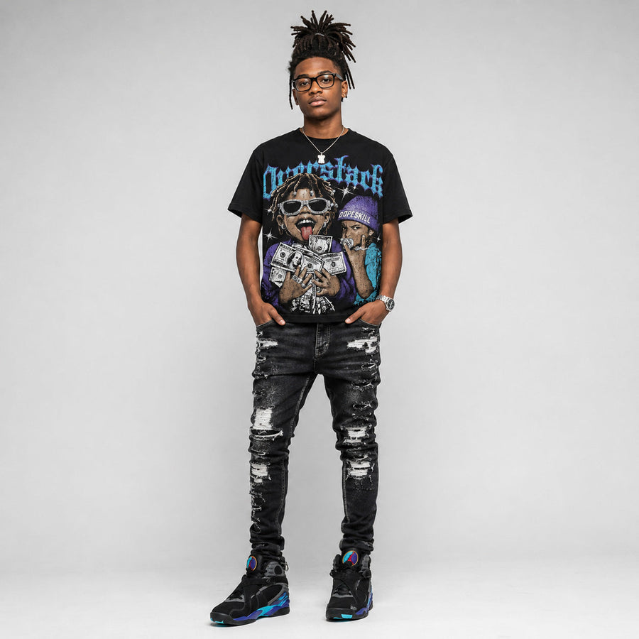 Aqua 8s DopeSkill Oversize Print T-Shirt Overstack Graphic