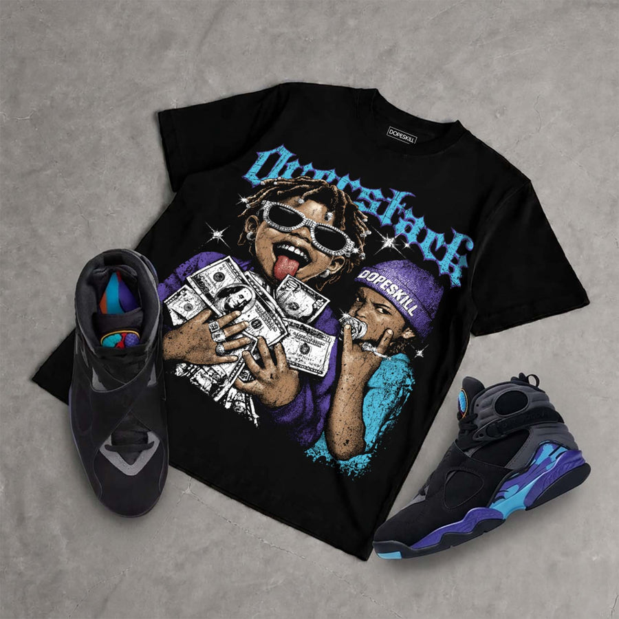 Aqua 8s DopeSkill Oversize Print T-Shirt Overstack Graphic