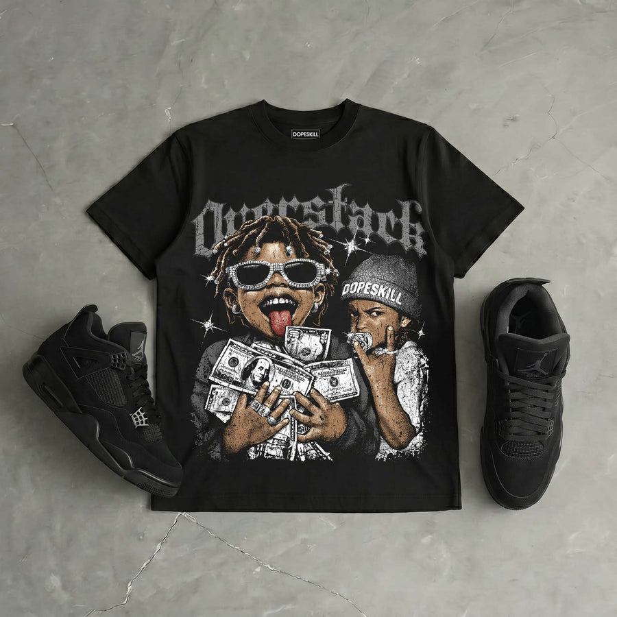 Black Cat 4s DopeSkill Oversize Print T-Shirt Overstack Graphic