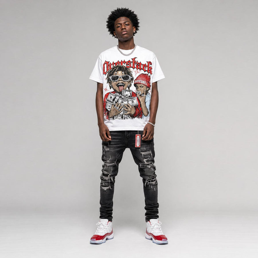 Cherry 11s DopeSkill Oversize Print T-Shirt Overstack Graphic