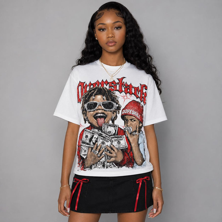 Cherry 11s DopeSkill Oversize Print T-Shirt Overstack Graphic