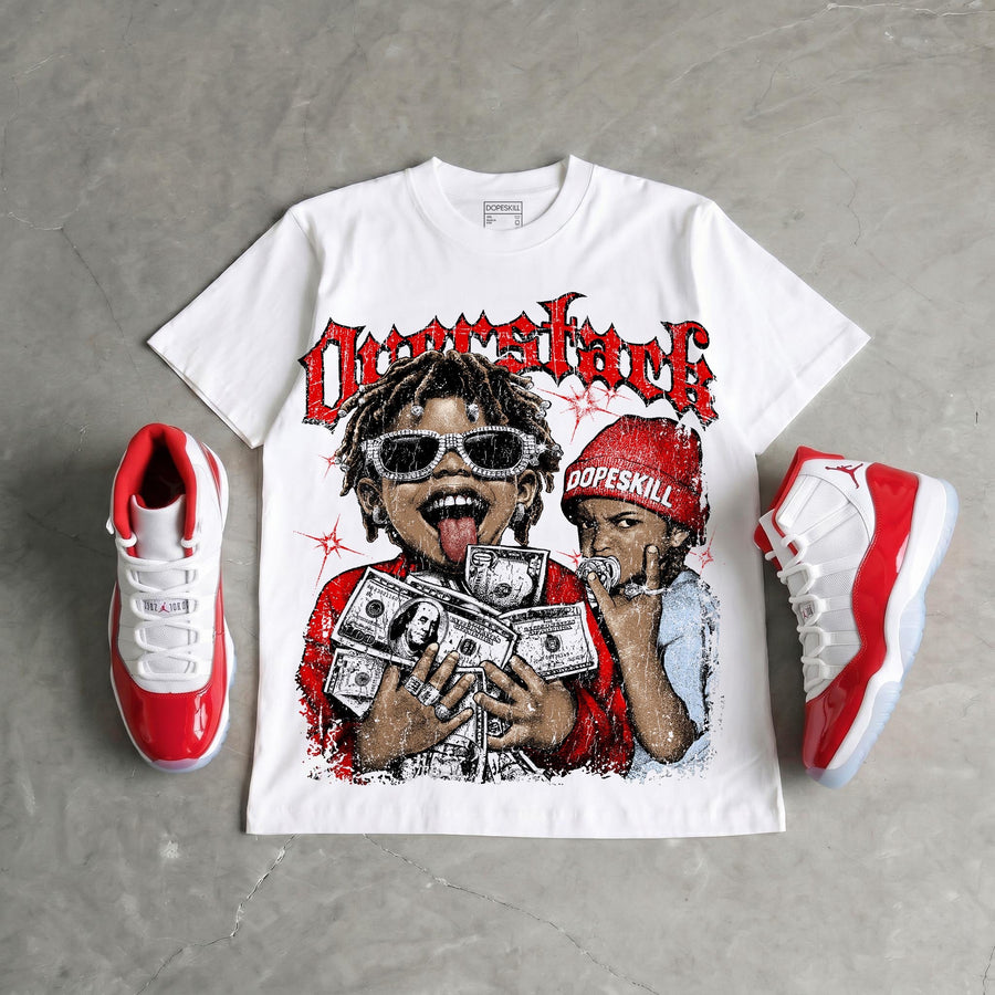 Cherry 11s DopeSkill Oversize Print T-Shirt Overstack Graphic