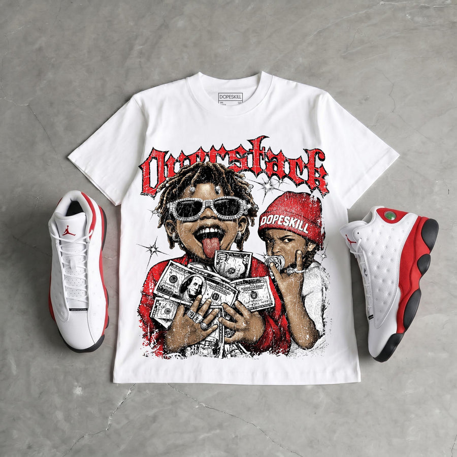 AJ 13 Chicago True Red Cherry DopeSkill Oversize Print T-Shirt Overstack Graphic