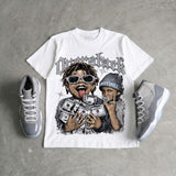 Cool Grey 11s DopeSkill Oversize Print T-Shirt Overstack Graphic