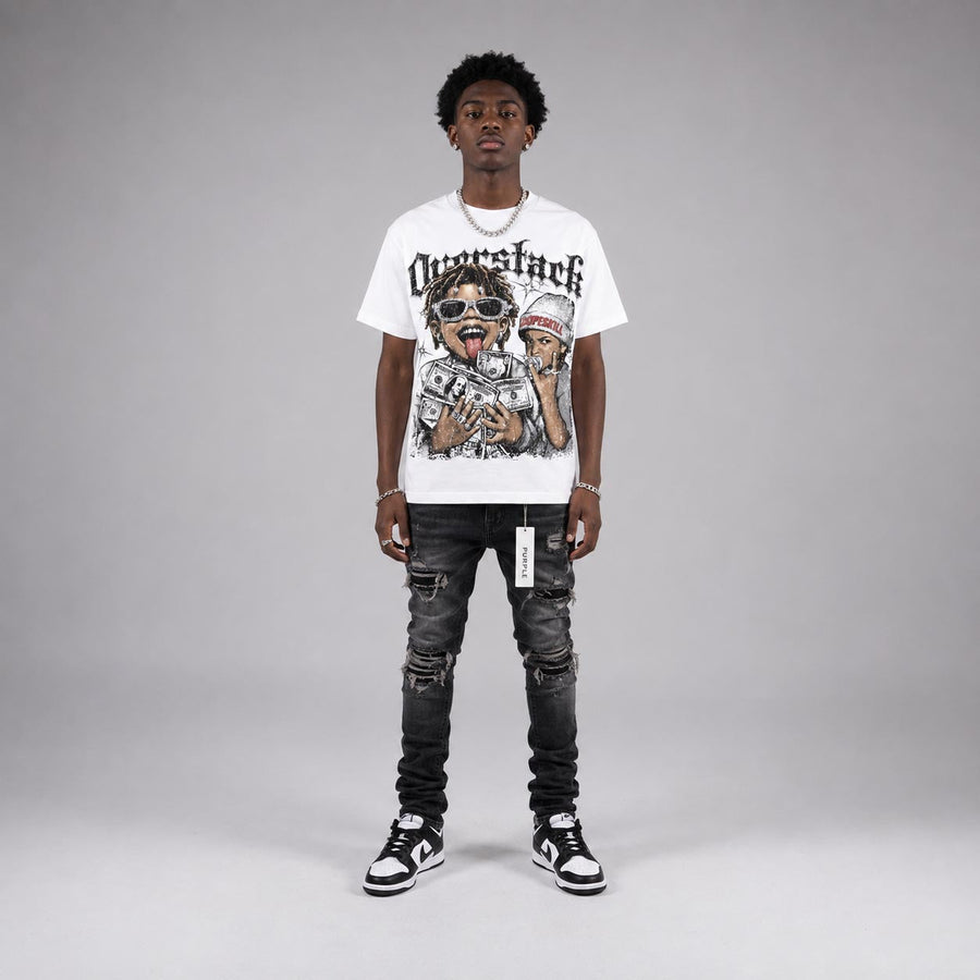 Dunk Panda White Black DopeSkill Oversize Print T-Shirt Overstack Graphic