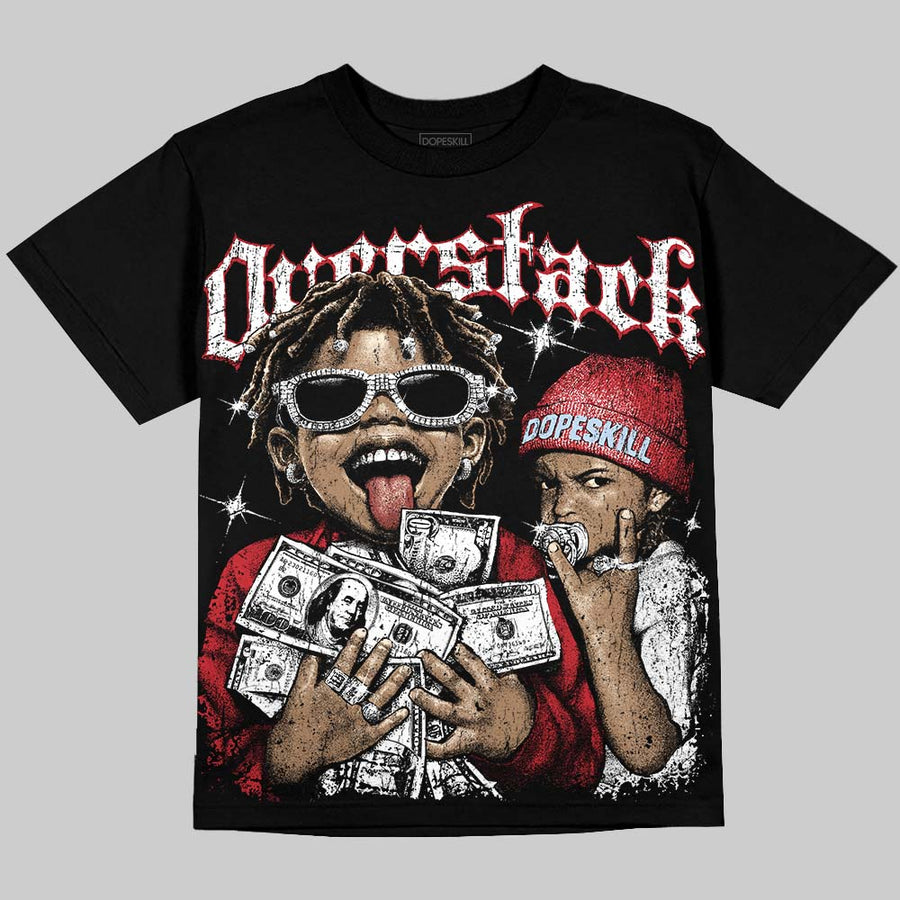 Fire Red Black Tongue 5s DopeSkill Oversize Print T-Shirt Overstack Graphic