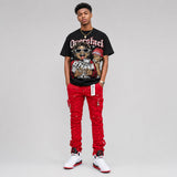 Fire Red Black Tongue 5s DopeSkill Oversize Print T-Shirt Overstack Graphic