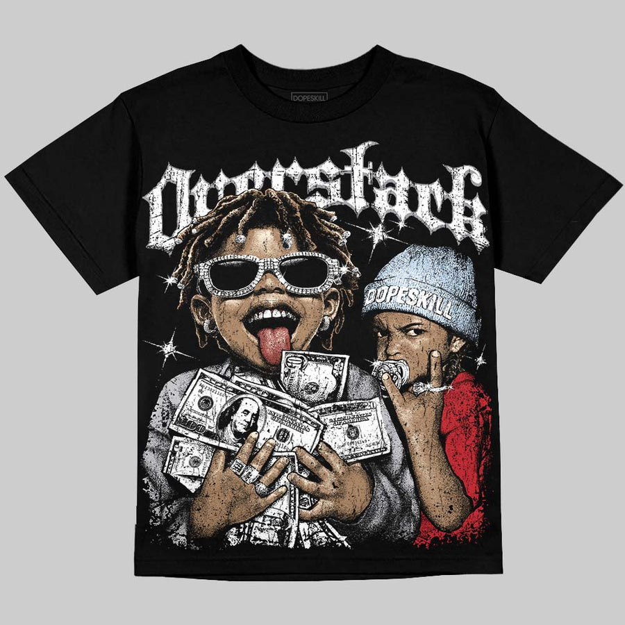 Black Metallic Reimagined 5s DopeSkill Oversize Print T-Shirt Overstack Graphic